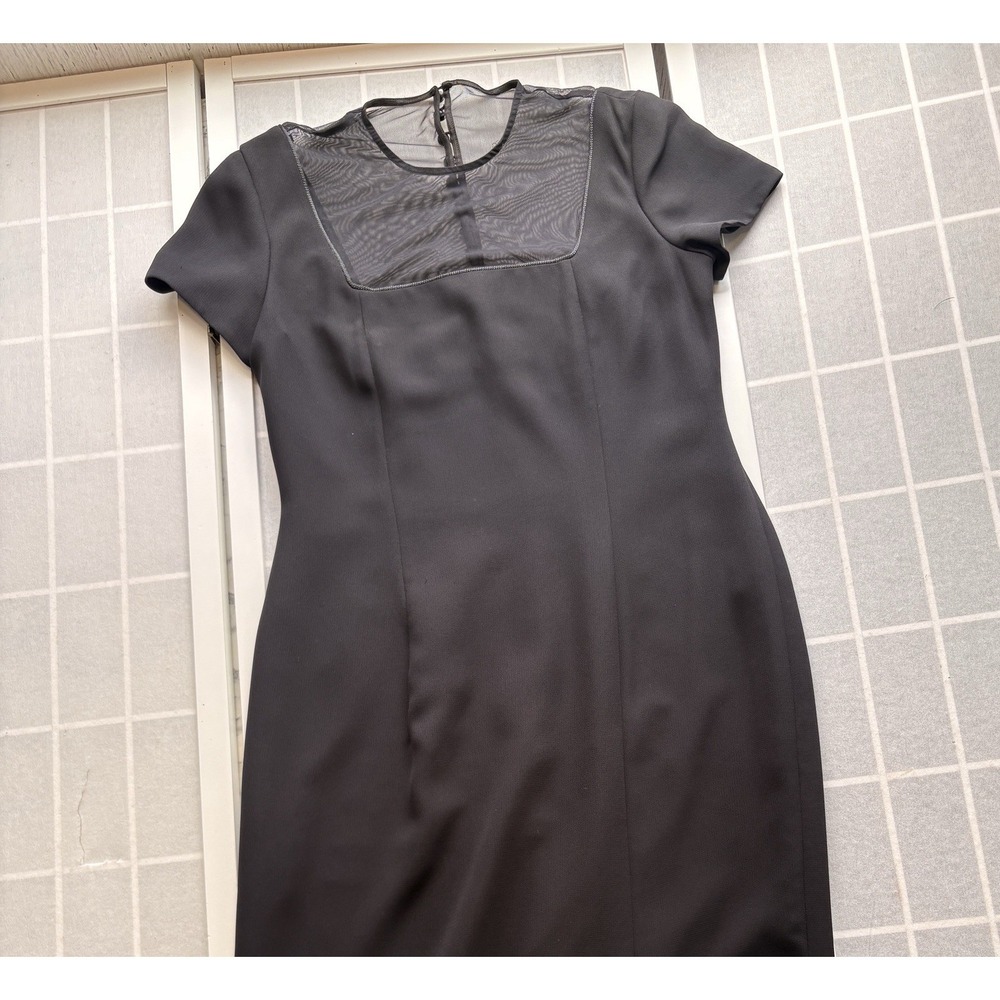VTG Liz Claiborne 90s Goth Formal Maxi dress Mesh Buttons Up Back Wimsygoth Sz10